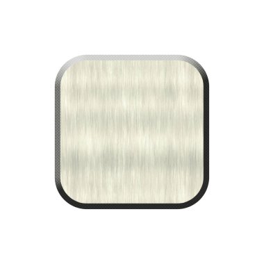 Yuvarlatılmış kare şeklinde metal rozeti.