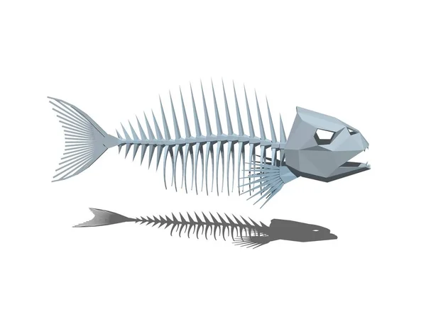 Esqueleto de peixe. Isolado em fundo branco. Ilust renderização 3D — Fotografia de Stock