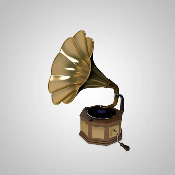 Gramophone.Isolated op witte background.3d weergave illustratio — Stockfoto
