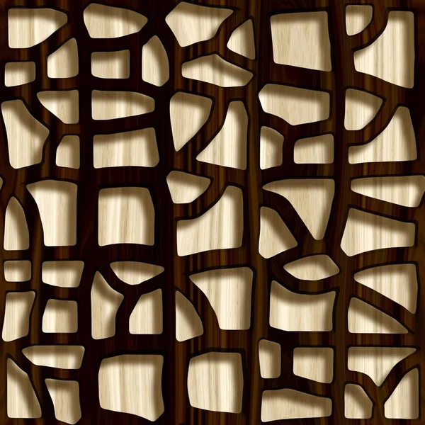 Reticulado de madeira ornamental sobre fundo de madeira. Padrão sem costura . — Fotografia de Stock