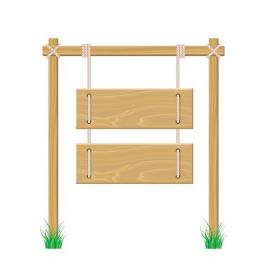 İpte asılı boş ahşap tabela. Beyaz backgr izole