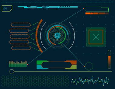 Fütüristik Hud arabirim öğeleri. Vektör çizim.