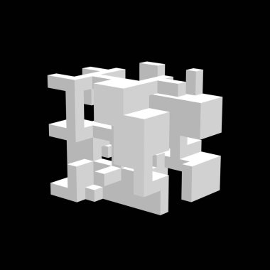 Soyut 3d inşaat. Siyah arka plan üzerine izole. Ben vektör