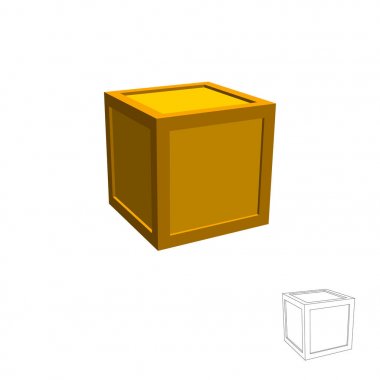 Ahşap kutu. Beyaz arka plan üzerinde izole. 3D vektör çizim