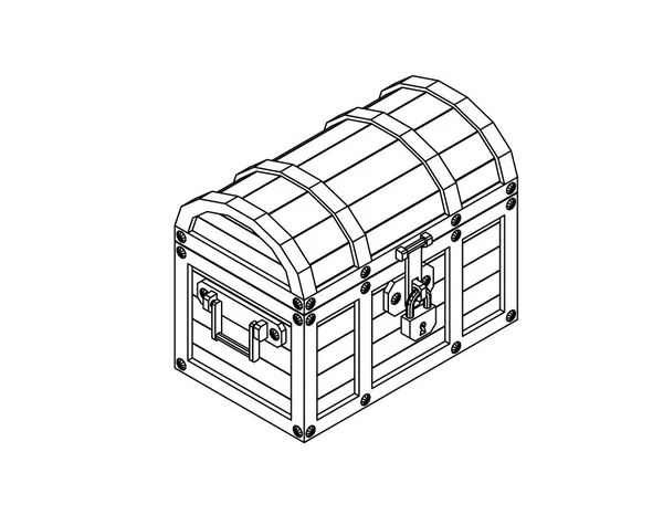 Cassapanca chiusa in legno. Illustrazione dello schema vettoriale . — Vettoriale Stock