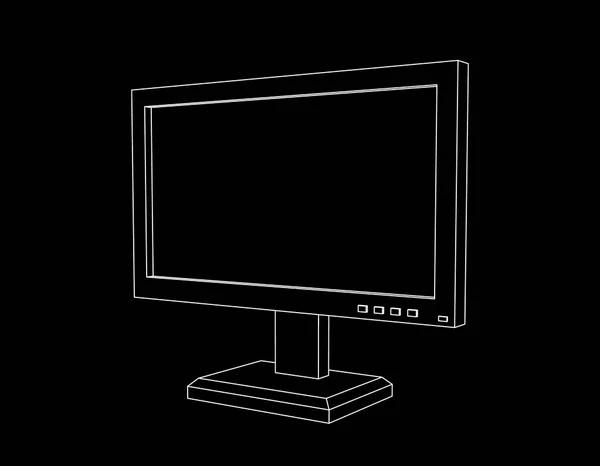 Icona del monitor del computer. Isolato su sfondo nero. Superamento vettoriale — Vettoriale Stock