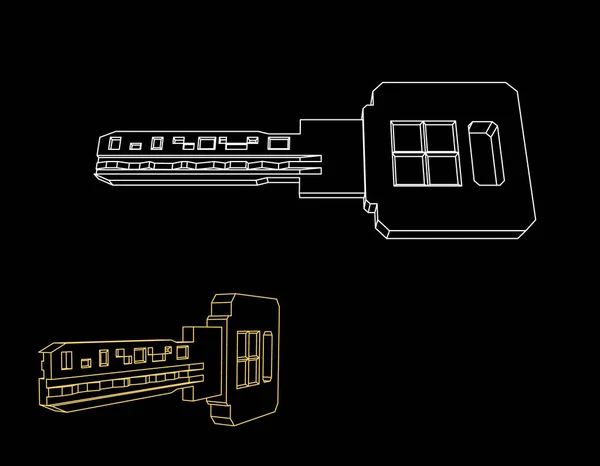 Schlüssel. isoliert auf schwarzem Hintergrund. Vektorskizze Illustration. — Stockvektor