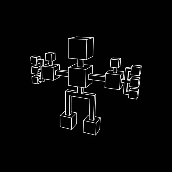 立方体的抽象机器人。图表模板。矢量轮廓 il — 图库矢量图片