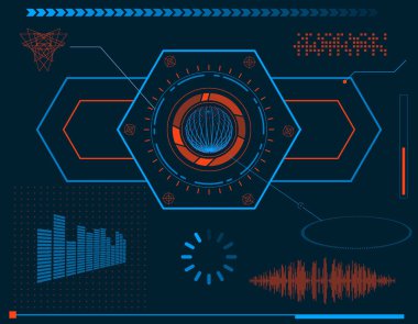 Fütüristik Hud arabirim öğeleri. Vektör çizim.