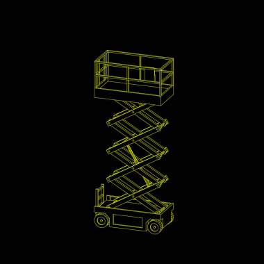 Makas platform kaldır. Siyah arka plan üzerine izole. Vektör dışarı