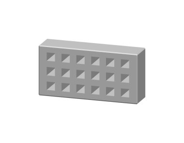 Delikli tuğla. Beyaz background.3d vektör illustr üzerinde izole