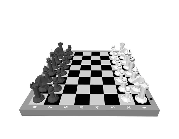 Шахматная доска с фигурами. Изолированный на белом фоне . — стоковый вектор