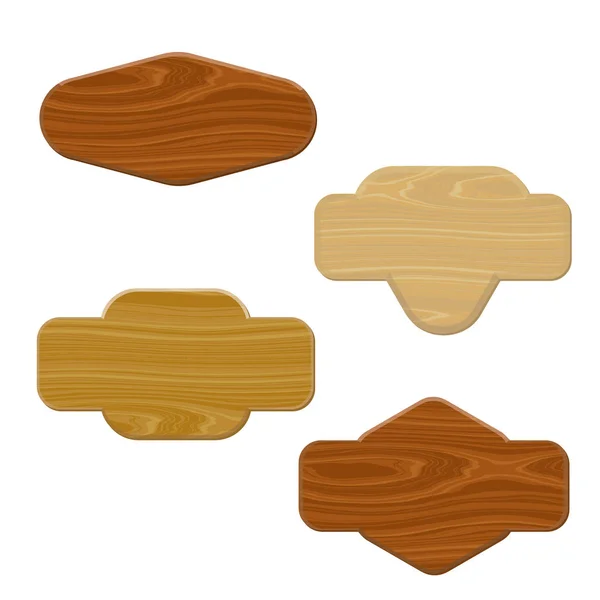 Varios letreros de madera en blanco. Aislado sobre fondo blanco — Vector de stock