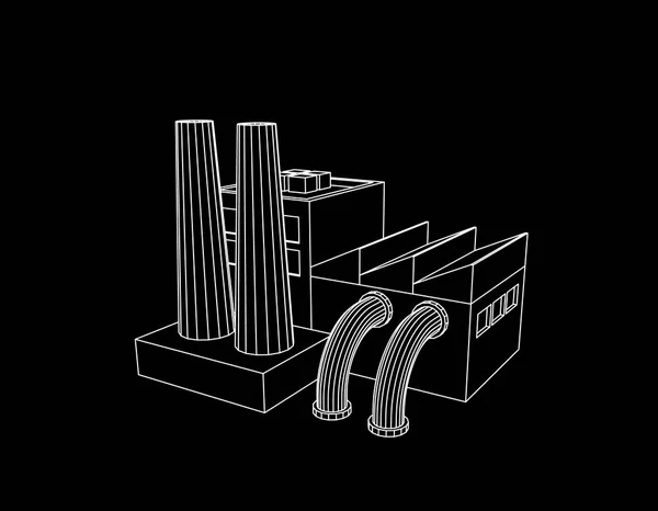 Industriële fabrieksgebouw. Vectorillustratie-overzicht. — Stockvector