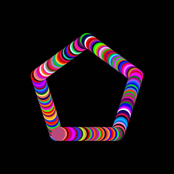 Marco pentagonal abstracto de círculos. Vector ilustraciones coloridas — Vector de stock
