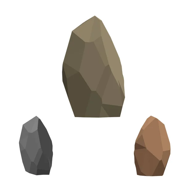 Piedra poligonal. Aislado sobre fondo blanco. 3d Vector illustr — Vector de stock