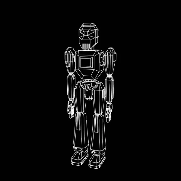 Персонаж робота. Изолированный на черном фоне. Векторный контур — стоковый вектор