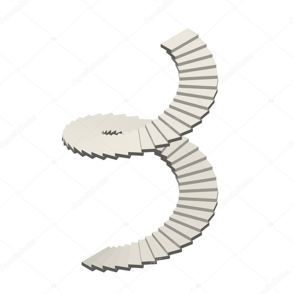 Spiral staircase. Isolated on white background.3d Vector illustr