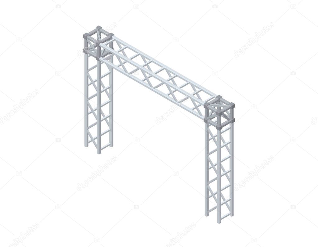 Truss construction. Isolated on white background. 3D Vector illu