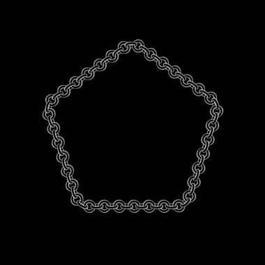 Zincir çerçeve. Pentagon. Siyah arka plan üzerine izole. Kroki illus