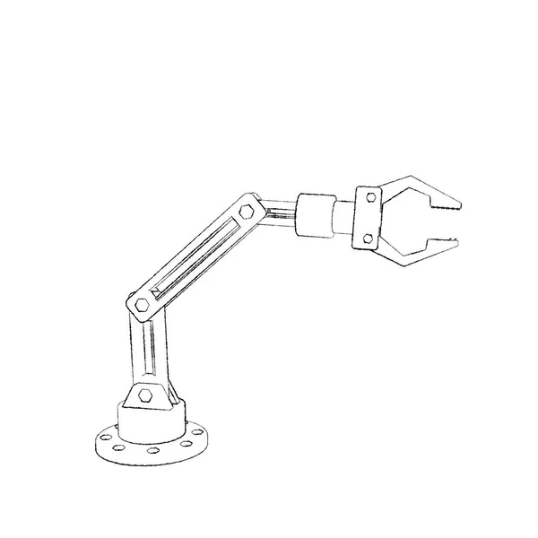 Bras robotique. Isolé sur fond blanc. Illustration de croquis . — Photo