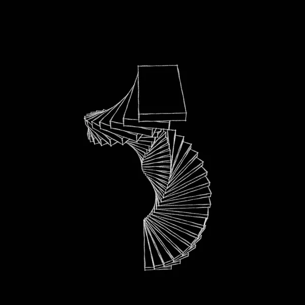 Spiral staircase. Isolated on black background. Sketch illustrat — Stock Photo, Image