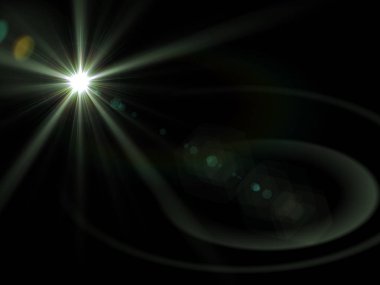 Koyu arka plan üzerinde lens flare etkisi. Dijital illüstrasyon.