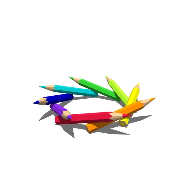 Crayons de couleur. Isolé sur fond blanc. rendu 3D illust — Photo