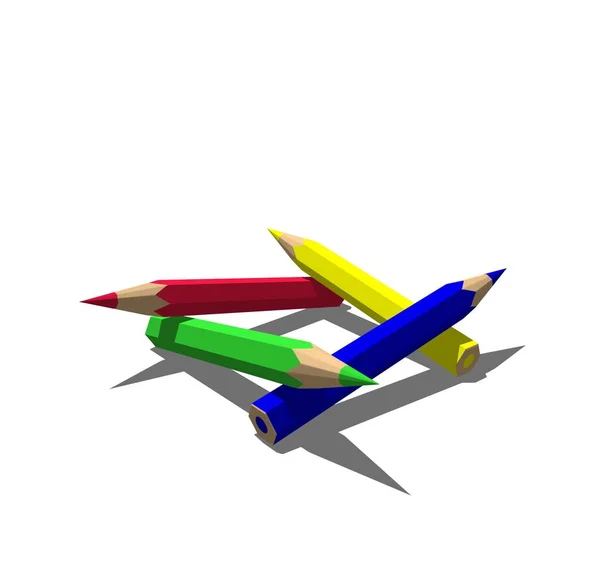 Kleur de potloden. Geïsoleerd op een witte achtergrond. 3D rendering illust — Stockfoto