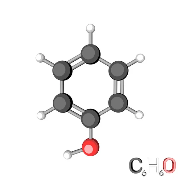 Molécula modelo fenol. Aislado sobre fondo blanco. Renderina 3D — Foto de Stock