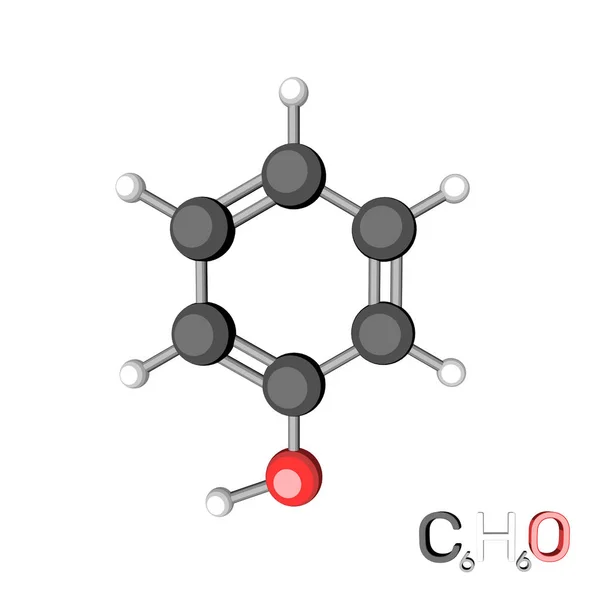 Molecola modello fenolo. Isolato su sfondo bianco. Rendina 3D — Foto Stock