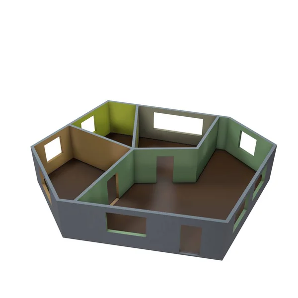 Leerer Raum plan.isolation auf weißem Hintergrund .3d rendering illust — Stockfoto