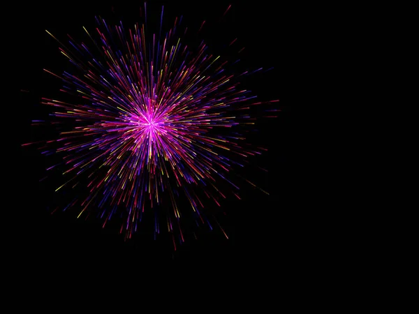 Vuurwerk op zwarte achtergrond. Digitale afbeelding. — Stockfoto