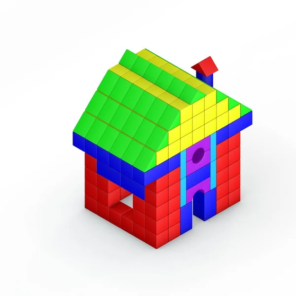 家のおもちゃビルディング ブロックから。3 d レンダリング図。記事を読む — ストック写真