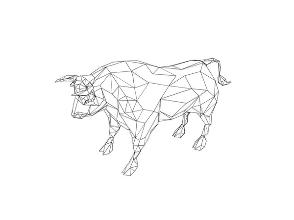 Poligono toro abstracto.Aislado sobre fondo blanco. Boceto enfermo —  Fotos de Stock