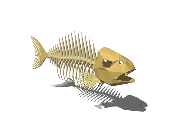 Esqueleto de peixe. Isolado em fundo branco. Ilust renderização 3D — Fotografia de Stock