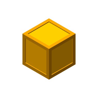 Ahşap kutu. Beyaz arka plan üzerinde izole. 3D vektör çizim