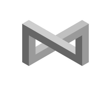 İmkansız nesne. Beyaz arka plan üzerinde izole. 3D vektör illus