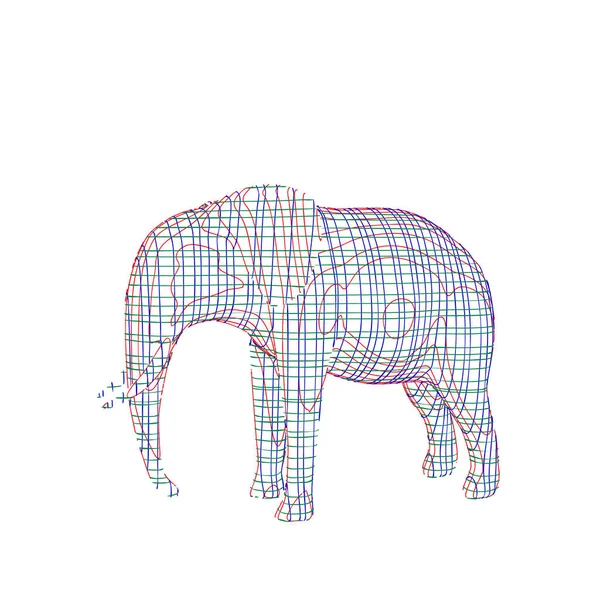Elefante rayado abstracto. Aislado sobre fondo blanco. Vector — Vector de stock