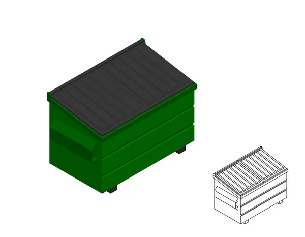 Ανακύκλωση dumpster. Απομονωμένα σε λευκό φόντο. 3D διάνυσμα illu — Διανυσματικό Αρχείο