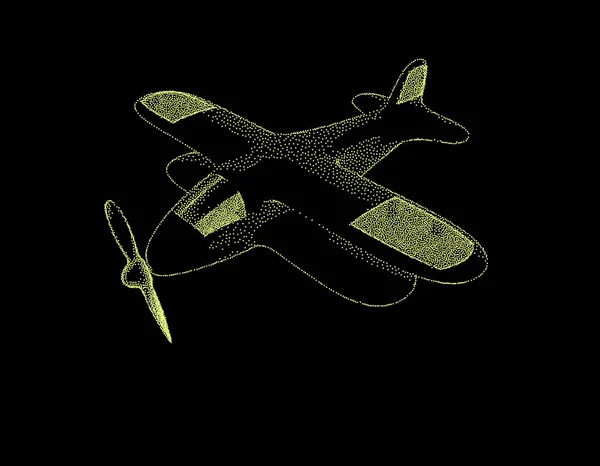 Avion rétro. Isolé sur fond noir. Illustration vectorielle . — Image vectorielle