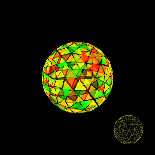 Abstract polygonal broken sphere.3d Vector colorful illustration — Stock Vector