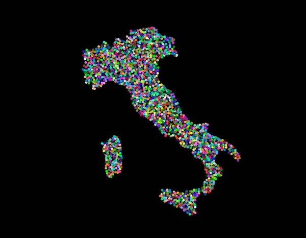 Mappa Italia. Isolato su sfondo nero. Illustrazione vettoriale . — Vettoriale Stock