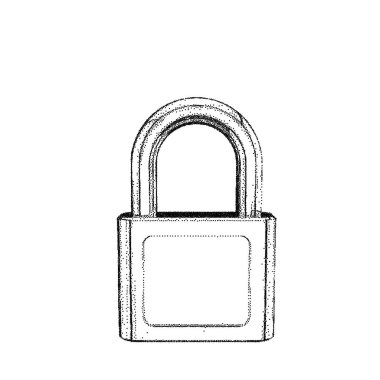 Kapalı asma kilit. Beyaz arka plan üzerinde izole. Vektör illustratio