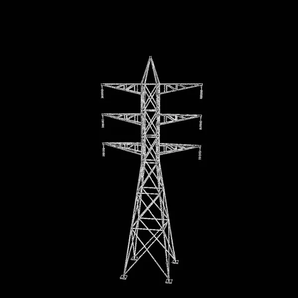 Power transmission tower. Isolerad på svart bakgrund. Vektor jag — Stock vektor