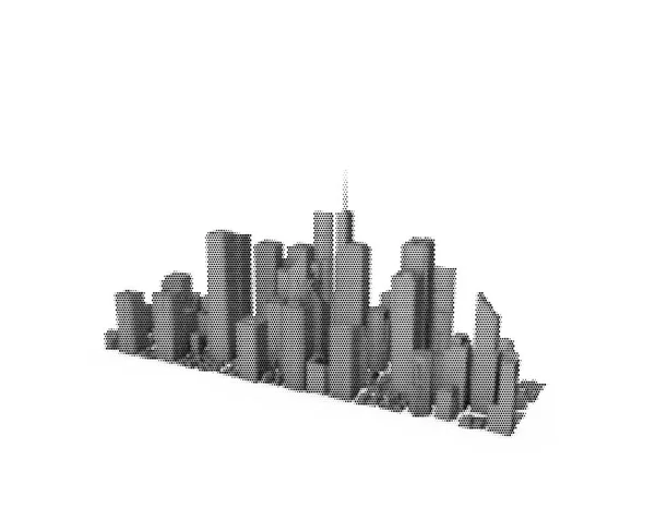 Modelo 3D de ciudad. Aislado sobre fondo blanco. Ilustración vectorial — Vector de stock