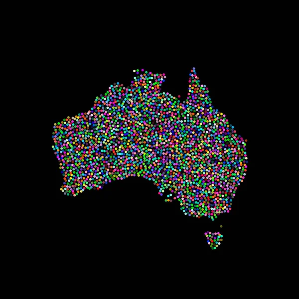 Mapa Australii. Na białym na czarnym tle. Ilustracja wektorowa — Wektor stockowy