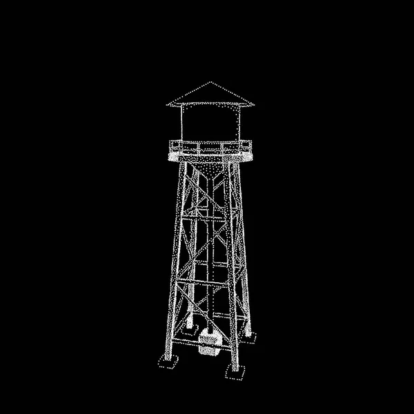 Torre de água. Isolado em fundo preto. Ilustração vetorial . —  Vetores de Stock