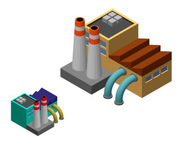 Endüstriyel fabrika binası. Beyaz arka plan üzerinde izole. 3D Ve