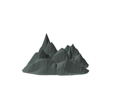 Dağ taş. Beyaz arka plan üzerinde izole. 3D vektör illustrat